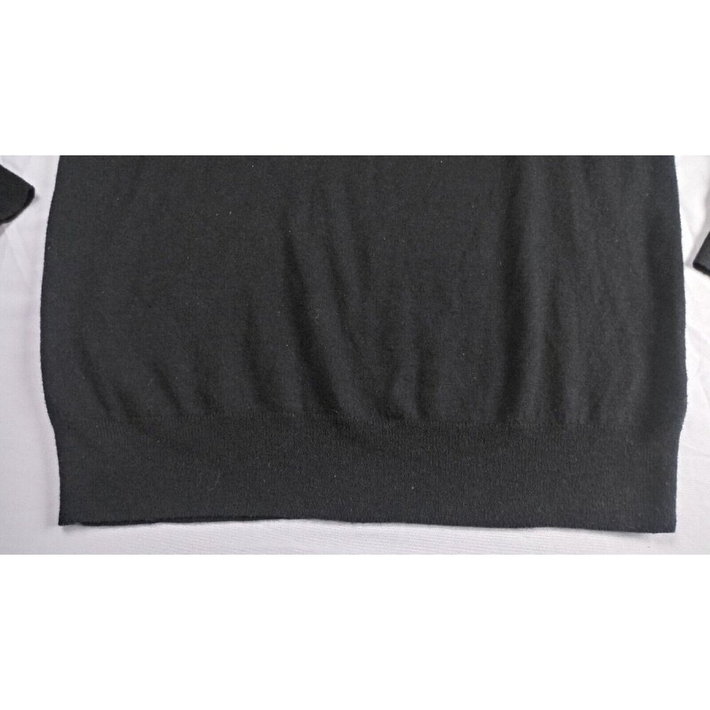 Harrison Davis Sweater Mens Medium Black Top With Faux Suede Trim poly wool - Picture 2 of 14